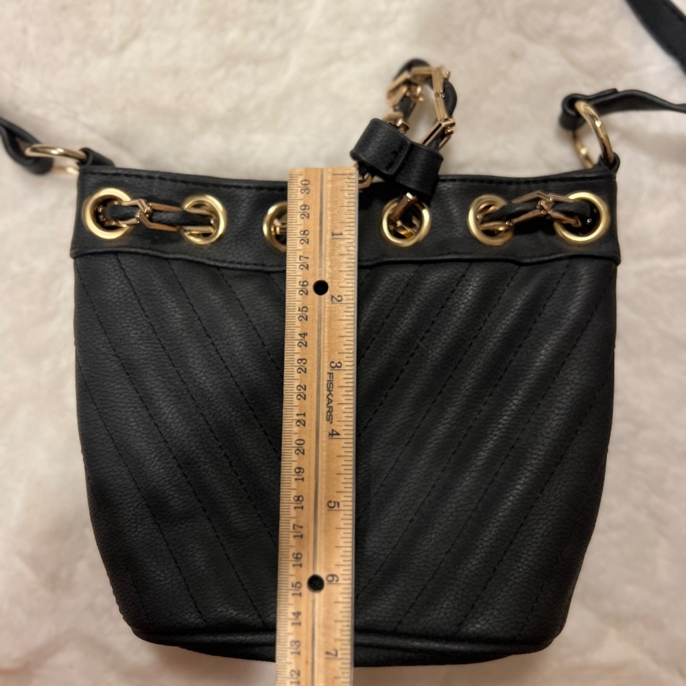 Free People Black and Gold Quilted Bucket Bag - Picture 5 of 6